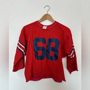 Vintage red/blue 68 cropped 80’s Jersey S/M